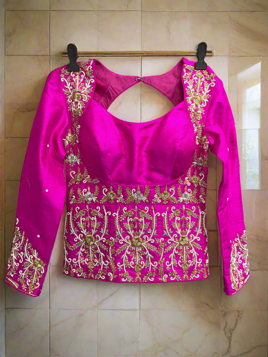 Pink heavy embroidery Lehenga top