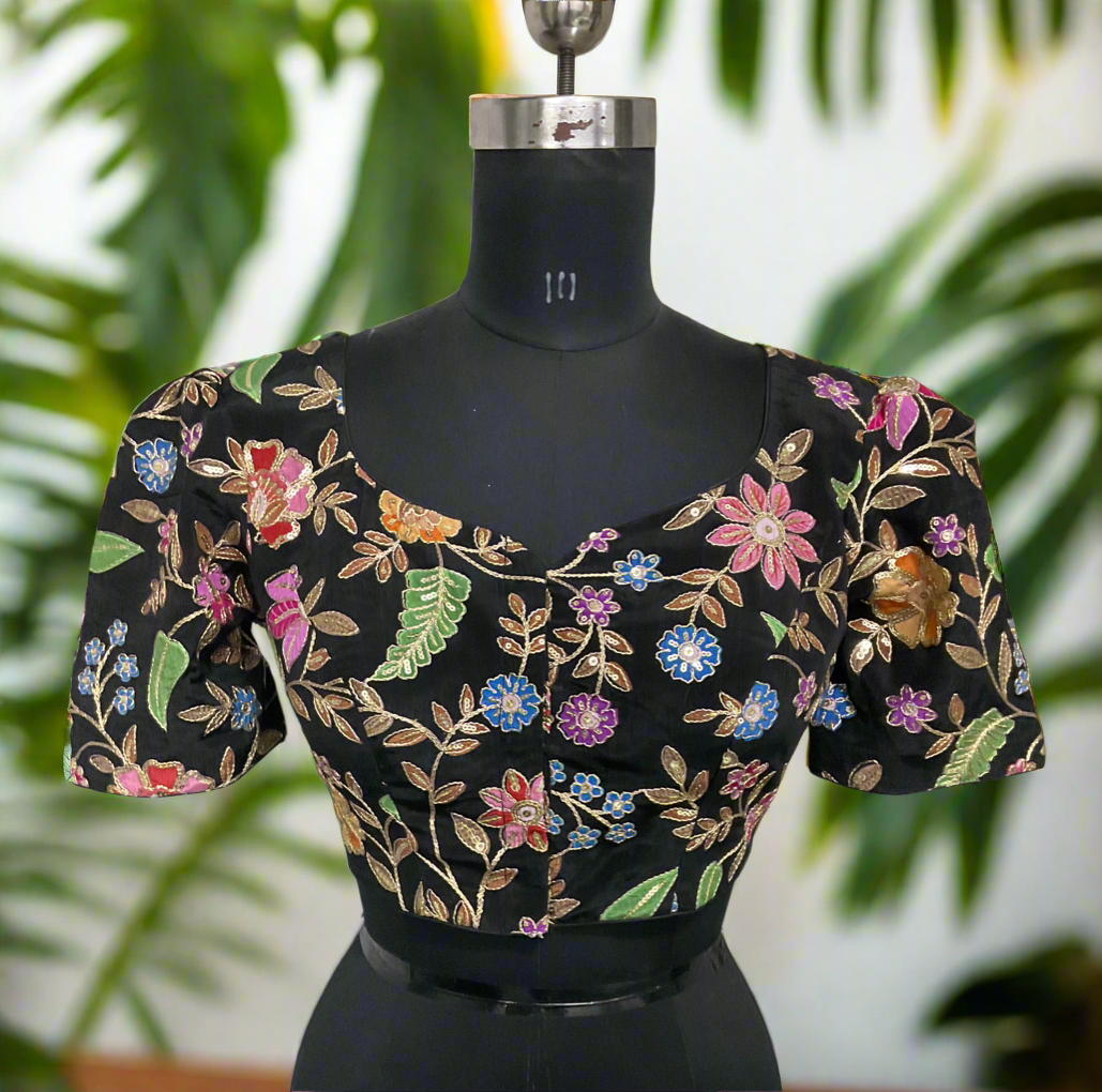 Black crape blouse