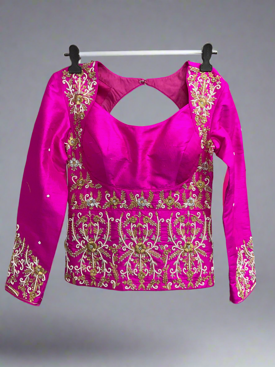 Pink heavy embroidery Lehenga top