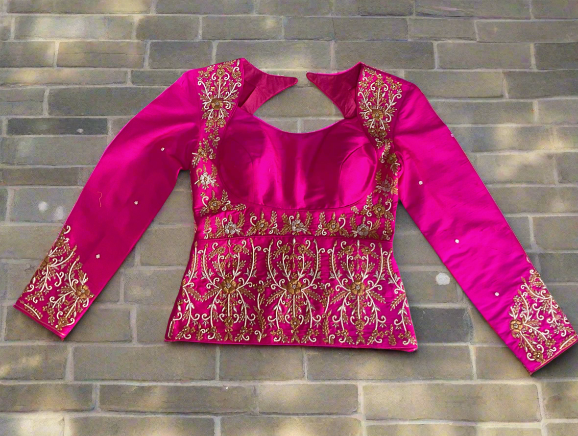 Pink heavy embroidery Lehenga top