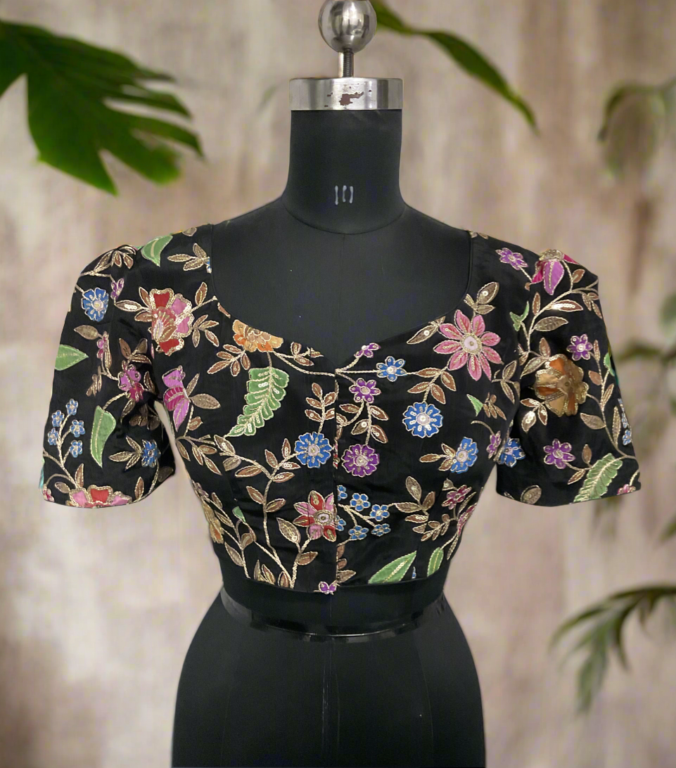 Black crape blouse