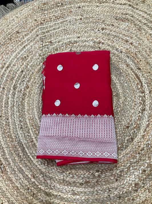 Radiant Red Mashru Silk Saree