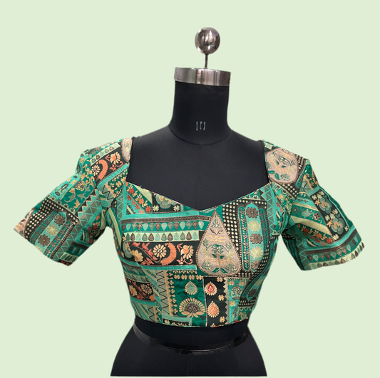 Green banaras brocade blouse